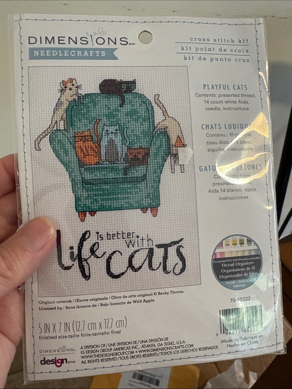 Dimensions Needlecrafts Playful Cats Cross Stitch Kit - Teal Chair